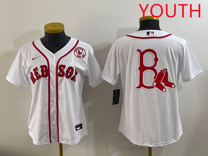 Youth 2025 Boston Red Sox Blank White Game Nike MLB Jersey style 7->women mlb jersey->Women Jersey